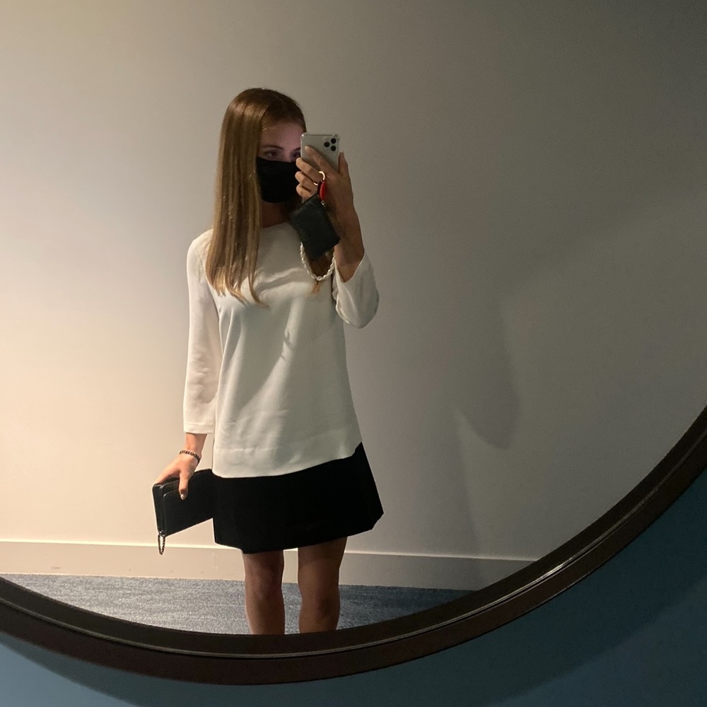 Club Monaco Emma dress color block contrast mini shift dress